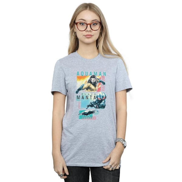 DC Comics Dam/Kvinnor Aquaman Karaktär Brickor Bomull Pojkvän Sports Grey L