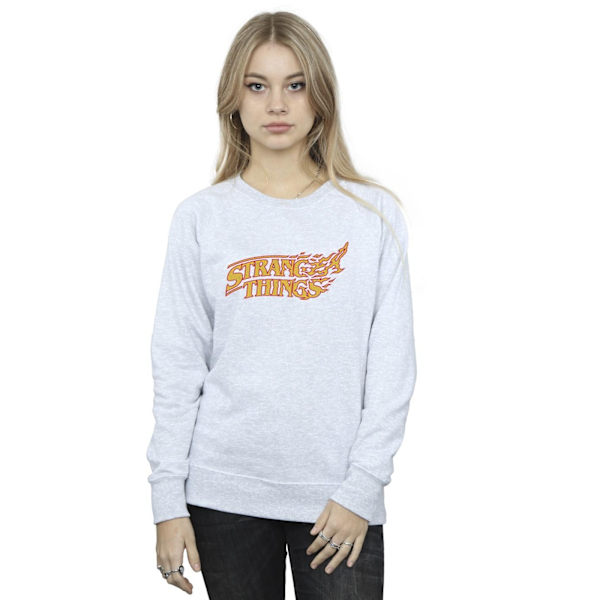 Netflix Dam/Kvinnor Stranger Things Logo Breaking Sweatshirt Sports Grey M