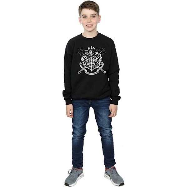 Harry Potter Boys Hogwarts Crest Wands Sweatshirt 7-8 år Bla Black 7-8 Years