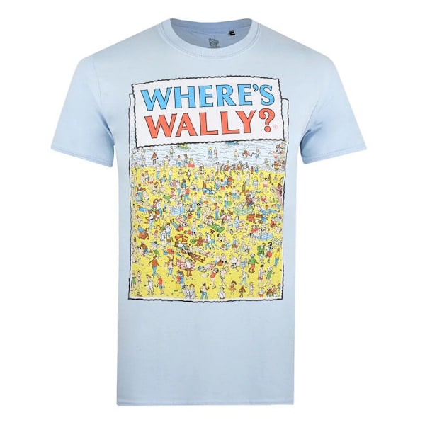 Var är Wally? Herr T-shirt för stranden M Himmelsblå Sky Blue M