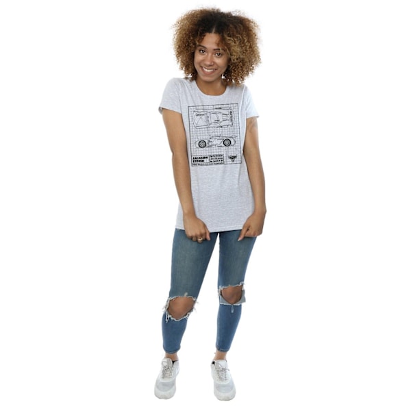Disney Dam/Dam Cars Jackson Storm Blueprint Bomull T-Shir Sports Grey XXL