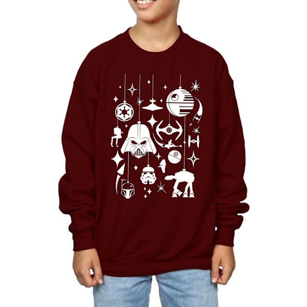 Star Wars Juldekorationer Sweatshirt för pojkar 7-8 år Bordeaux Burgundy 7-8 Years