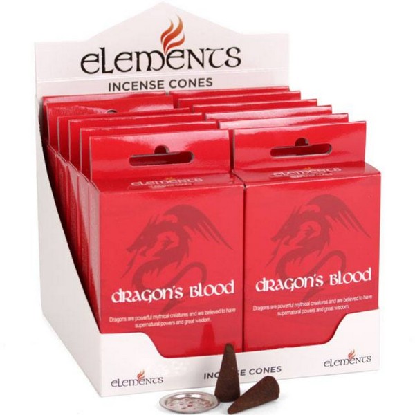 Elements Dragons Blood Rökelse kottar (låda med 12 förpackningar) One Size Red One Size