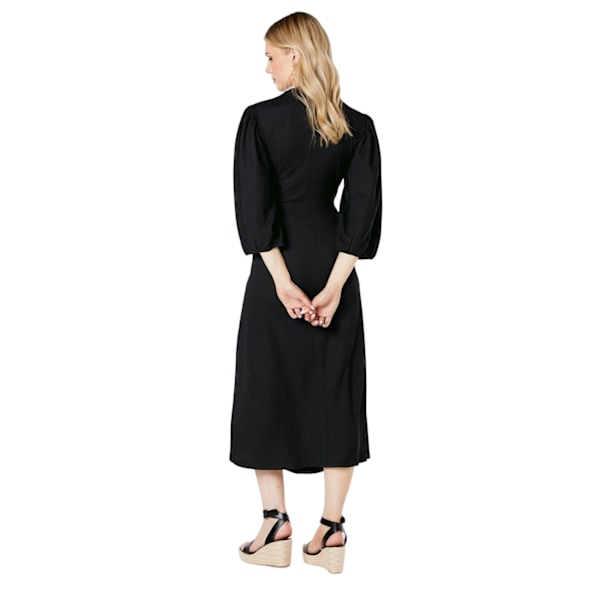 Principles Dam/Dam Ruched Jersey Textured Midi Klänning 16 U Black 16 UK