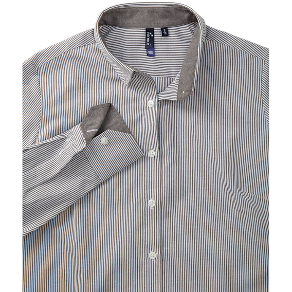 Premier Dam/Dam Cotton Rich Oxford Stripe Blus S Vit/ White/Grey S