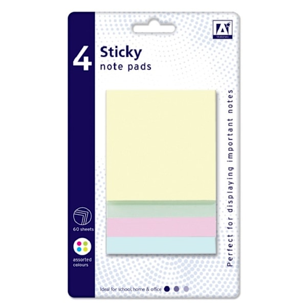 A Star Square Sticky Note Pads (4-pack) 20 x 12 cm Multifärgade Multicoloured 20 x 12cm