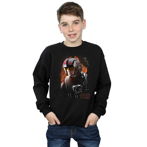 Star Wars The Last Jedi Poe Dameron Borstad Sweatshirt för pojkar 9-11 år Black 9-11 Years