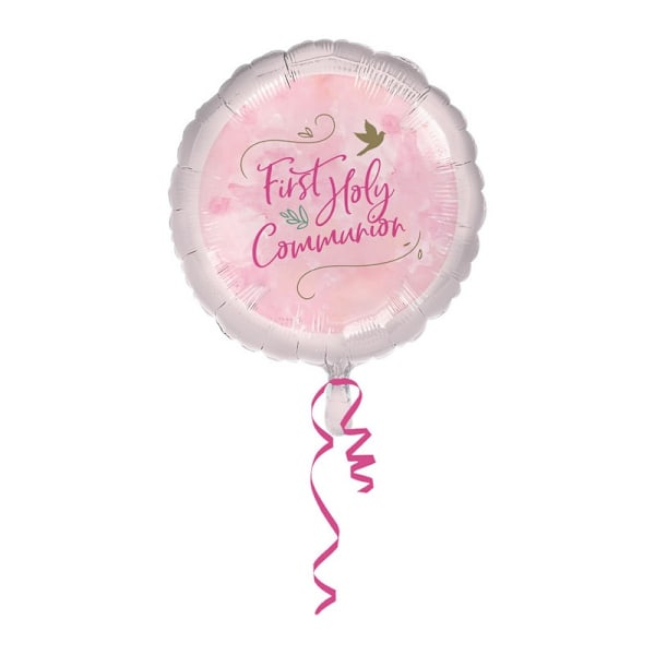 Amscan Rund Första Kommunion Folieballong One Size Rosa Pink One Size