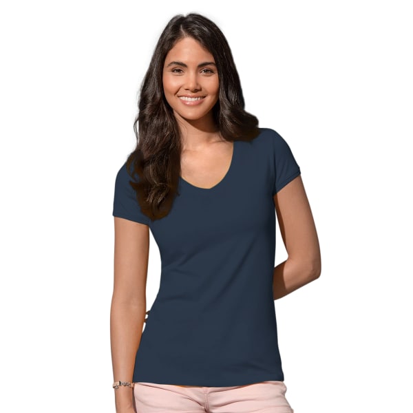 Stedman Womens/Ladies Megan V-ringad T-shirt XL Blå Blue XL