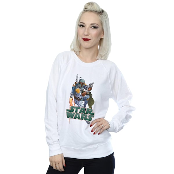 Star Wars Dam/Damer Boba Fett Fired Up Sweatshirt L Vit White L