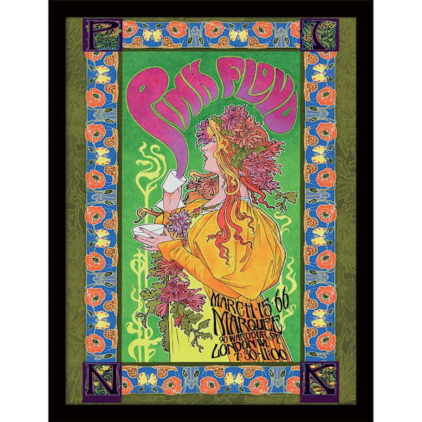 Pink Floyd ´66 inramad affisch 40cm x 30cm flerfärgad Multicoloured 40cm x 30cm