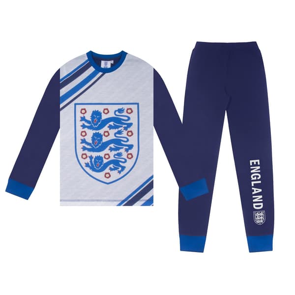 England Fotboll Pojkar Saka 7 Sublimerad Lång Pyjamas Set 9-10 År Blue 9-10 Years