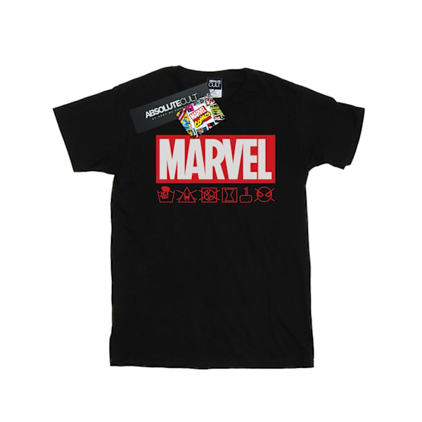Marvel Dam/Damer Logotyp Tvättvård Bomull Pojkvän T-shirt M Black M