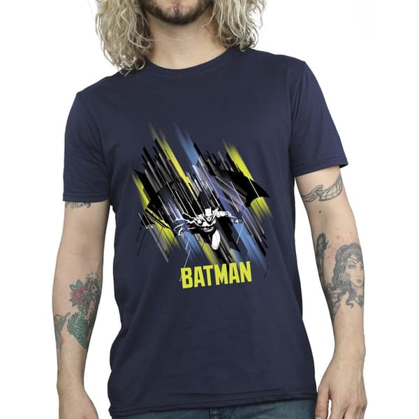 DC Comics Herr Batman Flying Batman T-shirt M Marinblå Navy Blue M