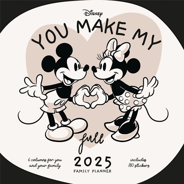 Mickey Mouse & Friends Familjeplanerare 2025 Kalender En Storlek Vit White/Black One Size