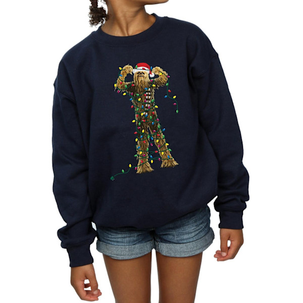 Star Wars Girls Chewbacca Julbelysning Sweatshirt 12-13 År Navy Blue 12-13 Years