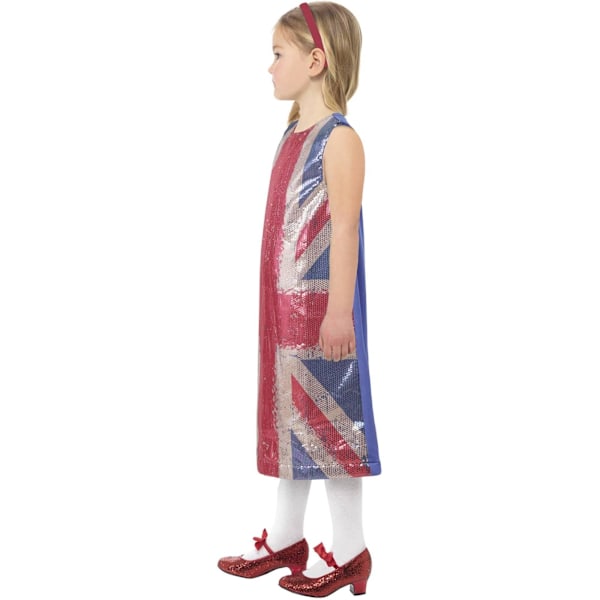 Smiffys Flickor All That Glitters Union Jack Kostymklänning 4-6 år Red/Blue/Silver 4-6 Years