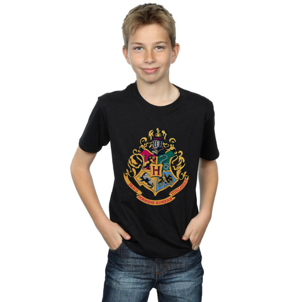 Harry Potter Boys Hogwarts Crest Gold Ink T-Shirt 7-8 år Bla Black 7-8 Years