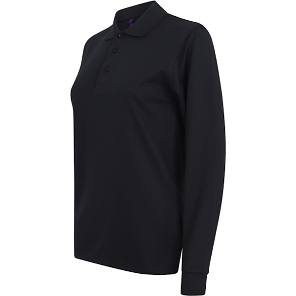 Henbury Coolplus fukttransporterande långärmad poloskjorta 4 Black 4XL