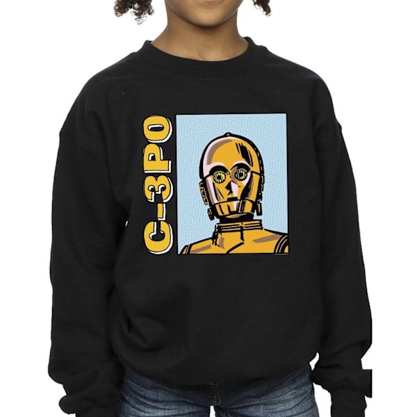 Star Wars Girls C3PO Line Art Sweatshirt 7-8 år Svart Black 7-8 Years