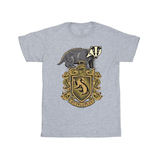 Harry Potter T-shirt för flickor med Hufflepuff-vapenskölden, bomull, 5-6 år Sports Grey 5-6 Years