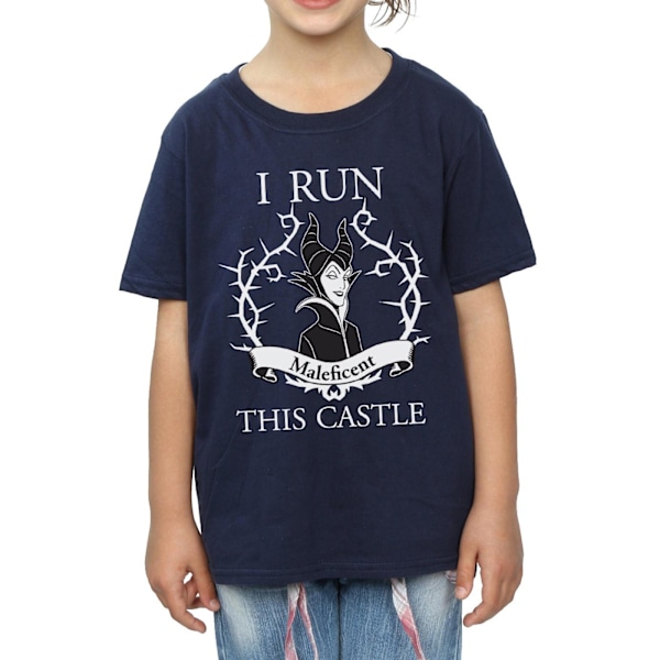 Maleficent Girls I Run This Castle Bomull T-shirt 7-8 år Marinblå Navy Blue 7-8 Years