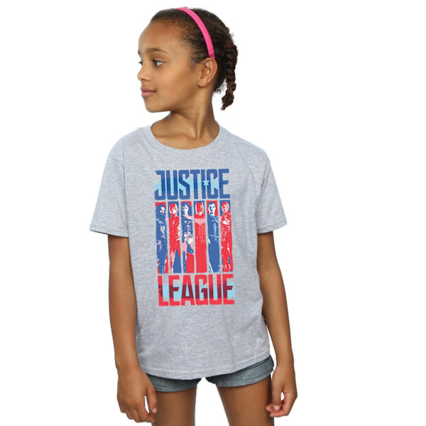 DC Comics Girls Justice League Movie Team Flag Bomull T-shirt 5 Sports Grey 5-6 Years