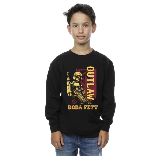 Star Wars Boys The Book Of Boba Fett Distressed Outlaw Sweatshirt Black 3-4 Years