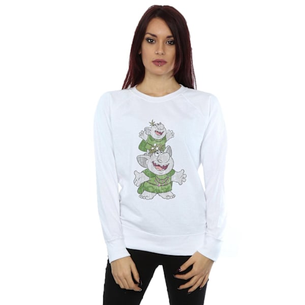 Disney Dam/Kvinnor Frozen Handstacking Trolls Sweatshirt XL W White XL