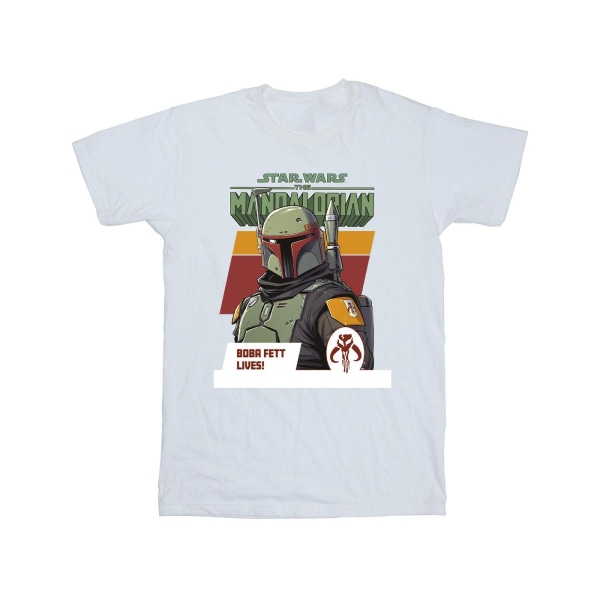 Star Wars Girls The Mandalorian Boba Fett Lives Cotton T-shirt White 12-13 Years