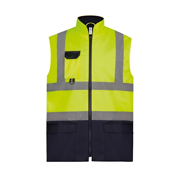 Yoko Vuxen Unisex Hi-Vis Vadderad Bodywarmer 2XL Gul/Marinblå Yellow/Navy 2XL