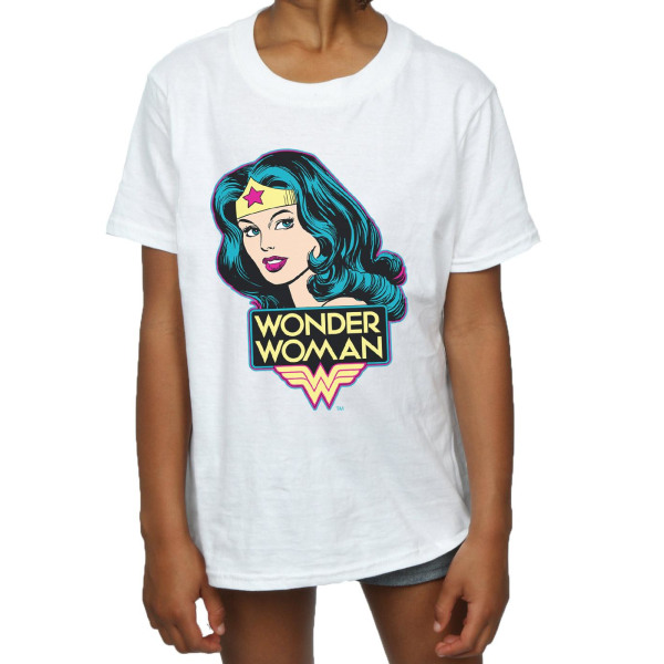 Wonder Woman Girls Head T-Shirt 7-8 år Vit White 7-8 Years