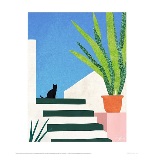 Henry Rivers Holiday Cat Print 50cm x 40cm x 0.21cm Blå/Vit/ Blue/White/Green 50cm x 40cm x 0.21cm