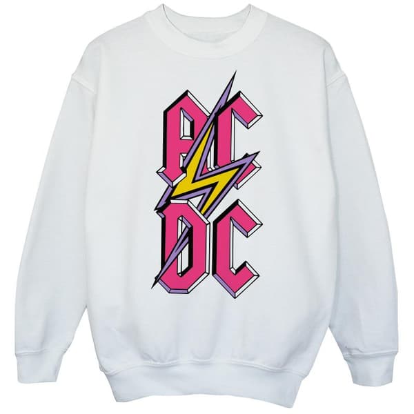 AC/DC Flickor Vertikal Logotyp Tröja 7-8 År Vit White 7-8 Years