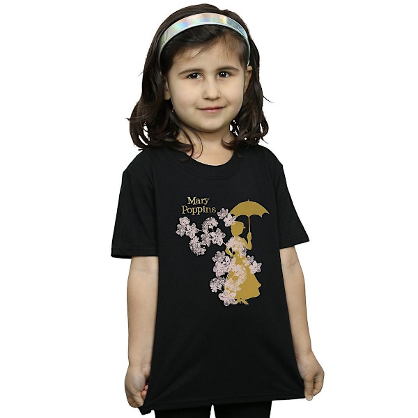 Mary Poppins flickor blommig t-shirt 7-8 år svart Black 7-8 Years