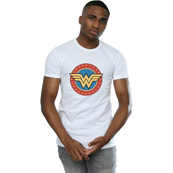 Wonder Woman T-shirt i bomull med logotyp för män, M, vit White M