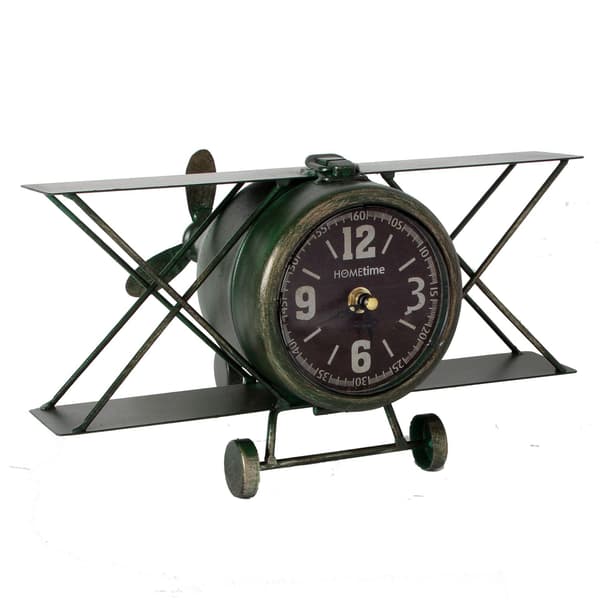 Hometime Metall Mantel Klocka - Flygplan Arabisk Urtavla One Size Bl Black One Size