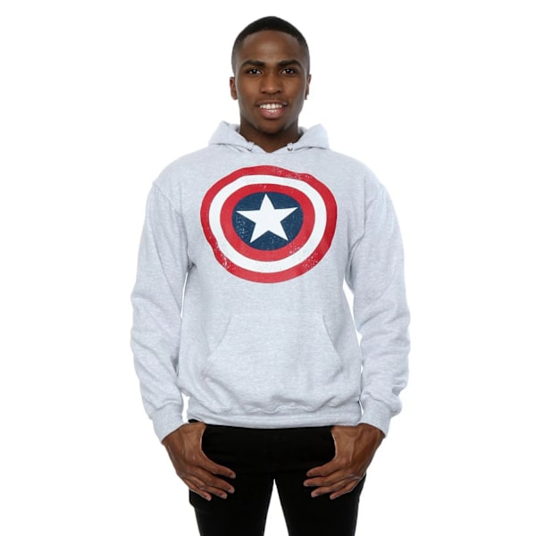 Captain America Herr Distressed Shield Hoodie XL Heather Grey Heather Grey XL
