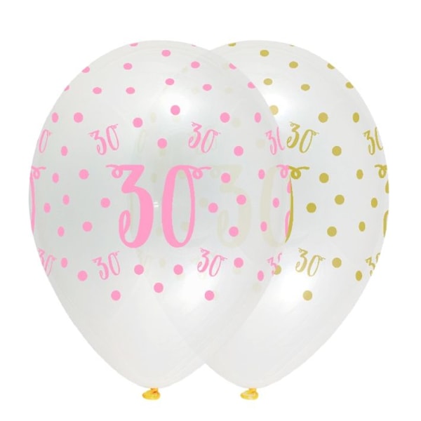 Kreativa latexballonger för 30-årsdag (6-pack) En storlek Clear/Pink One Size