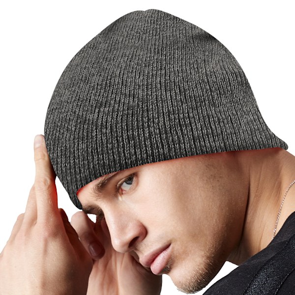 Beechfield enfärgad enkel stickad vintermössa i en storlek antiq Antique Grey One Size