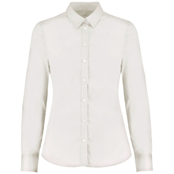 Kustom Kit Dam/Kvinna Långärmad Skräddarsydd Stretch Oxford Skjorta White 6 UK