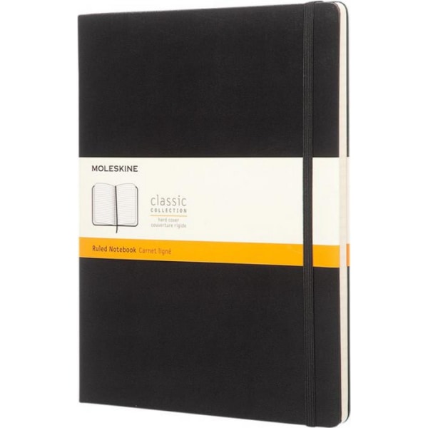Moleskine Classic XL Hard Cover Ruled Notebook One Size Solid B Solid Black One Size