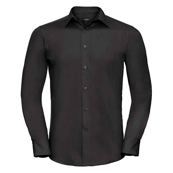 Russell Collection Herr Polycotton Lättvårdad Långärmad Forma Black XXL