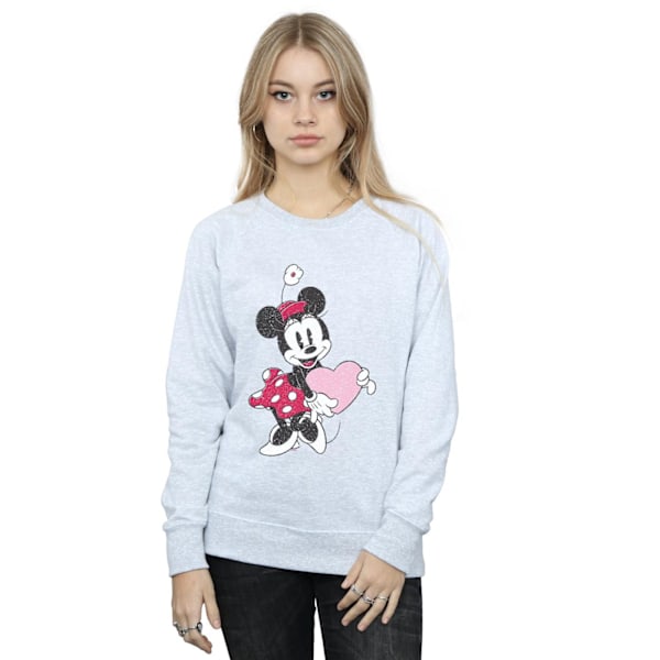Disney Dam/Kvinnor Minnie Mouse Love Heart Sweatshirt M Sport Sports Grey M