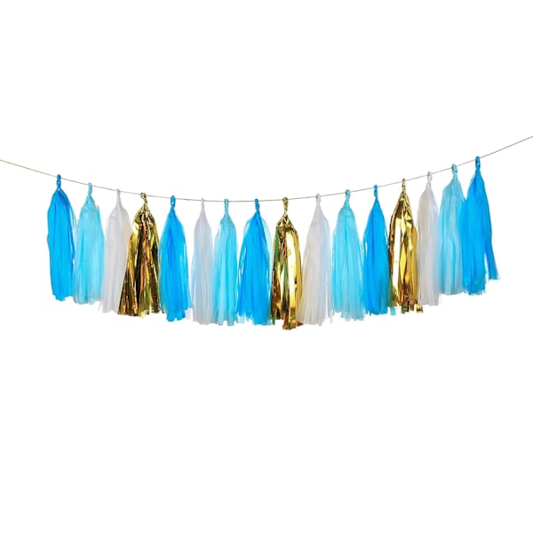 Qualatex Tassel Konstgjord Girlang En Storlek Blå/Vit/Guld Blue/White/Gold One Size