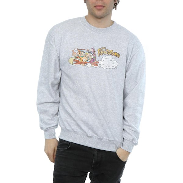 The Flintstones Herr Familjebil Distressed Sweatshirt XXL Sport Sports Grey XXL
