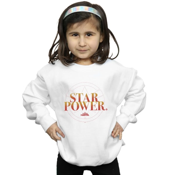 Marvel Girls Captain Marvel Star Power Sweatshirt 12-13 år W White 12-13 Years
