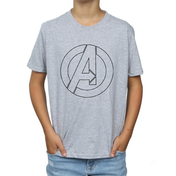 Marvel Boys Avengers Assemble A Logo Outline T-shirt 12-13 år Sports Grey 12-13 Years