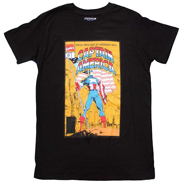 Captain America Unisex Vuxen 50:e Serietidning Omslag T-shirt XXL Svart Black XXL