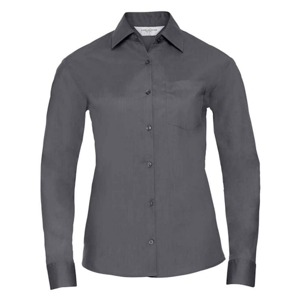 Russell Collection Dam/Kvinnor Poplin Lätt-Skötsel Långärmad Convoy Grey XL